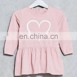 Latest Children Dress Designs Graphic Heart Printed Front Child Dress Wholesale Baby Clothes thumbnail-4