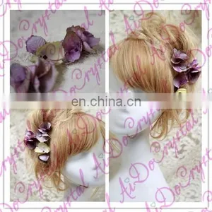 Aidocrystal Purple Wedding Party Hair Accessories Purple Hair Clip Floral Tiaras thumbnail-2
