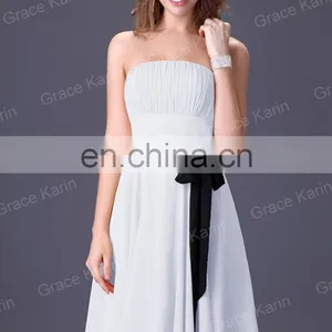 Grace Karin Strapless Knee Length Chiffon Bridesmaid Dress CL4096 thumbnail-6