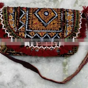 Ethnic Pom Pom Boho Clutch Bags,Mix Lot of Indian Handmade Cotton Bags Bajara Clutch Bag,Elegant Lady Clutch Bags thumbnail-1