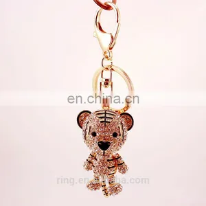Trendy Animal Jewelry Custom 3D Crystal Rhinestone Cartoon Tiger Keychain thumbnail-5