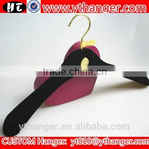 YY0461 Luxury Metal Plated Logo Velvet Clothes Hanger Men Coat Hanger for Shops thumbnail-1