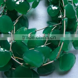 Green Onyx All Color Chalcedony Custom Cut Briollete Chicklets Drops Gemstones Cabochon Calibrated thumbnail-1