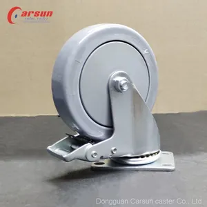 Medium Castors 5 Inch Grey TPR Silent Caster Swivel Caster Wheel With Brake thumbnail-4