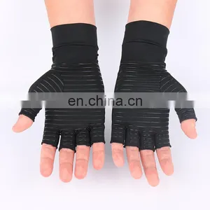 Copper Infused Therapy Reducing Swelling Fingerless Hand Pain Relief Compression Arthritis Gloves thumbnail-1