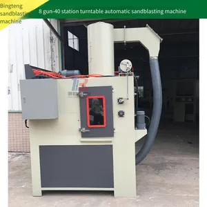 Bingteng Machinery Intermittent Turntable Automatic Sandblasting Machine for Surface Cleaning of Cylindrical Products thumbnail-5