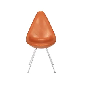 Drop Chair Arne Jacobsen 1958 Replica, Mid‑Century Modern Leather Upholstered Dining Chair With Chrome Wire Legs for Home Hotel Cafe thumbnail-1