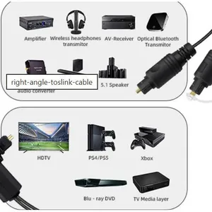 Right Angled 1 to 2 Passive Optical Toslink Splitter Cable Male to Male thumbnail-2