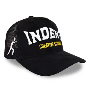Custom High Crown Suede Mesh Trucker Hats With Embroidered Logo thumbnail-3