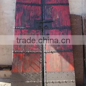 Vintage Antique Shanxi Recycle Old Elm Wood Inlaid Garden Door thumbnail-4