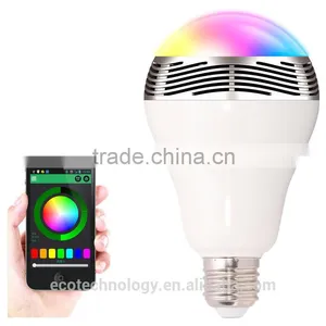 BL05 Bluetooth 4.0 Music Audio LED Speaker 7 Colors Bulb LED Light Lamp White E27 Mobilephone App Control For Iphone Samsung thumbnail-3