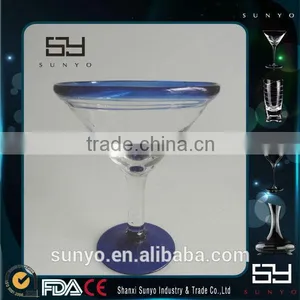 High Quality Handmade Crystal Goblet Cobalt Blue Roots Martini Glass thumbnail-1