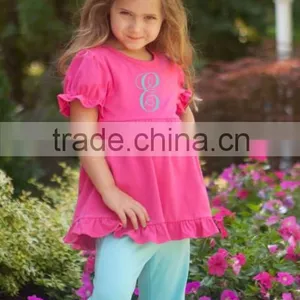 Beautiful Baby Long Sleeve Top Childs Blank White t Shirt Ruffles With Ruffle Pant Set thumbnail-6