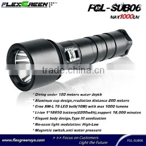 Xml T6 High Bright Rechargeable LED 1000 Lumen Diving Flashlight thumbnail-2