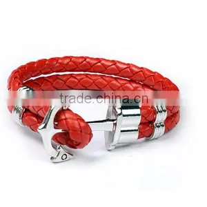 >>New Arrival SW16490 Braided Leather Anchor Bracelet/ thumbnail-5