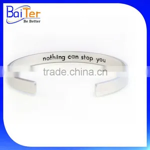 Custom Personalized Word Quote Cuff Stainless Steel Memorial Bracelets thumbnail-3