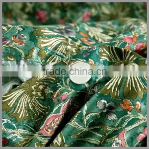 Cotton Reactive Printed Bedding Sets and Comforter Cover/ Green Base With Dense Flowers Printing Duvet Cover and Pillow Covers thumbnail-5