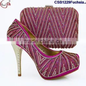 CSB1229 New Design Wholesale Price Shoes Matching Bags for Women, Gold Shoes and Bags thumbnail-4