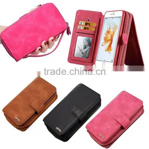 Best Selling Multifunction Leather Case Cover Zipper Wallet Case With Mirror For IPhone 6/6S Plus thumbnail-1