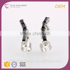 E73348K17 Silver Plated Fast Sale Women Studs Guitar Earring Anim Sex Famous Brand White And Black Rectangle Rhinestone Earring thumbnail-1