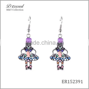 Hot New Designs Ladies Jewellery Earrings Vintage Dancing Girl Silver Plating Drop Earrings thumbnail-2