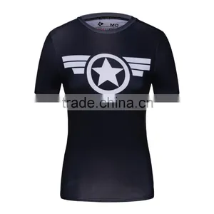 Ladies DC Comics Superhero Wonder Women/Bat-men/ Captain America Athletic T Shirt Compression Bodybuilding Tee Tops thumbnail-5