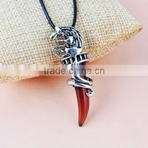 Women Men Wolf Fang Tooth Pendant Chain Stainless Steel Fashion Necklace thumbnail-2