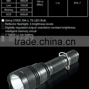 F18 High Power Best T6 Police Rechargeable Bright Most Powerful Flashlight Torch thumbnail-5
