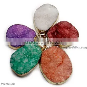 New Double Natural Drusy Slice Pendant thumbnail-1