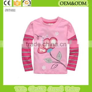 2015 Kids Flower t Shirt Cartoon Bear Long Sleeves T Shirt Children Girls Clothing Children Clothing Pure Cotton Tees thumbnail-1