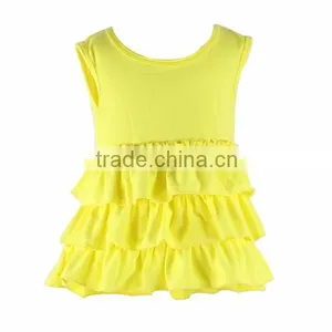 Wholesale High Quality With Cheap Prices Boutique Cotton Knit Solid Blank Ruffle Sleeveless Fashion Kid Girl Mini Skirt thumbnail-1