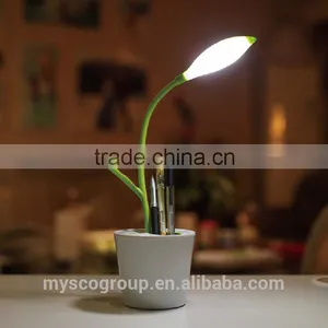 2016 Modern Design Sapling Pen Holder Flexible Gooseneck LED Desk Lamp,Touch Sensitive Switch 3 Steps Dimming LED USB Chargable thumbnail-1