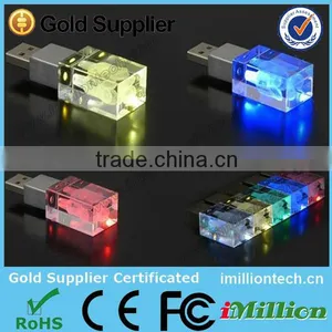 Wholesales Express LED Light Crystal USB Flash Drive,USB Glass Flash Drives,3D Crystal Glass USB Pendrive thumbnail-1