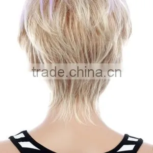 White/blonde Synthetic Short Wig Bangs Ombre Wig Natural Scalp Bob Wig thumbnail-4