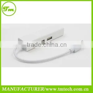 USB-C to 3-Port USB 3.0 Hub With Ethernet Adapter for USB Type-C Device thumbnail-1