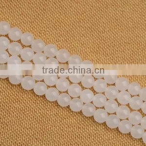 6mm Natural Round Smooth White Agate Semi-precious Gemstone Loose Beads thumbnail-1