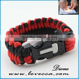 Whistle Colorful Wholesale Paracord Survival Bracelet With Compass and Flint thumbnail-5