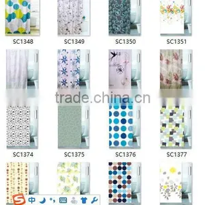 Grey Color Polyester Print Fabric Bathroom Shower Curtain Panel thumbnail-3