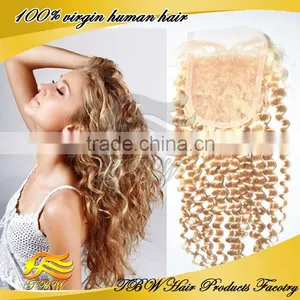 Wholesale Russian Hair Extensions Russian Blonde Curly Closure thumbnail-1