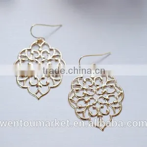Large Gold Moroccan Filigree Earrings Boho Chic Bohemian Dangle Earrings thumbnail-4