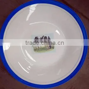 Linyi Factory Porcelain Soup Plate With Animal Design and Red Edge , Porcelain Cock Plate thumbnail-2