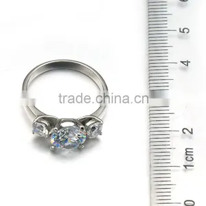 Fashion Women Stainless Steel Jewelry Stone Shiny Big Zircon Rings Silver Wedding Band thumbnail-3