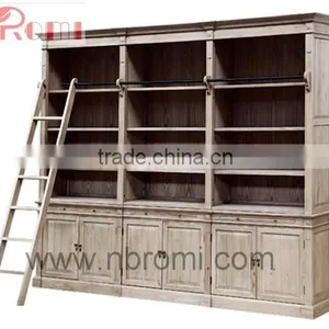 Wooden Bookcase With Ladder thumbnail-1