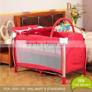 Portable Baby Cribs Metal Infant Double Bed Design With Wheel thumbnail-1