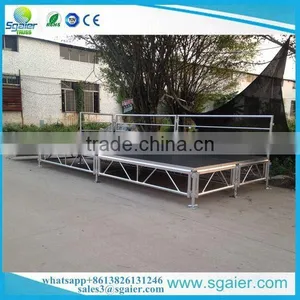 Low Cost Black Platform 4ft by 8ft Aluminum Portable Stage With Guardrail thumbnail-1