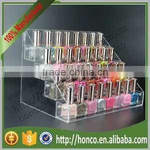 Top Selling 32pcs 4 Tiers Acrylic Nail Polish Cosmetics Display Rack Clear Colour thumbnail-3