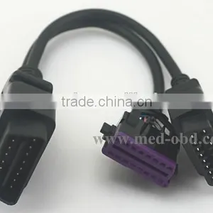 OBD2 USB Y Cable Splitter 1 Female 2 Male,Assembled J1962M to 2 J1962F Male Female Cable Connector, 1ft thumbnail-1