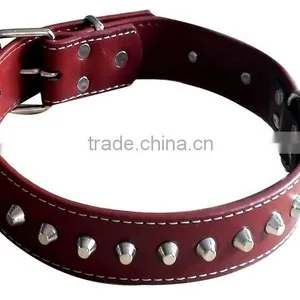 CY114 Wholesale PU Lady Dog Collar Comfort Leather Single Row Rivets Collar Alloy Spikes Gentle Rivet Dog Collar thumbnail-2