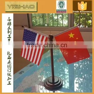WOODEN ANTIQUE TABLE /DESK FLAG BASES / STAND & WOODEN STICKS thumbnail-2