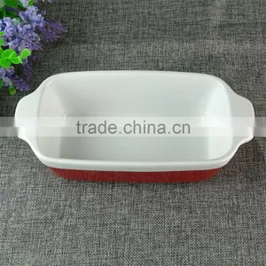 Stocked Cheap Glazed Ceramic Baking Plate Two-tone Bakeware for Restaurant and Home Use in Good Quality thumbnail-2